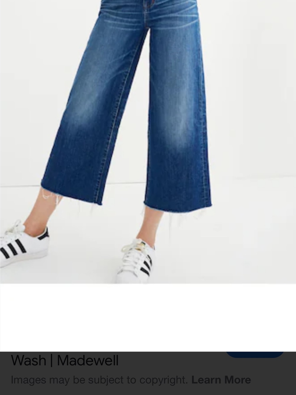 Madewell Dark Blue Wide-Leg Jeans with Frayed Hem